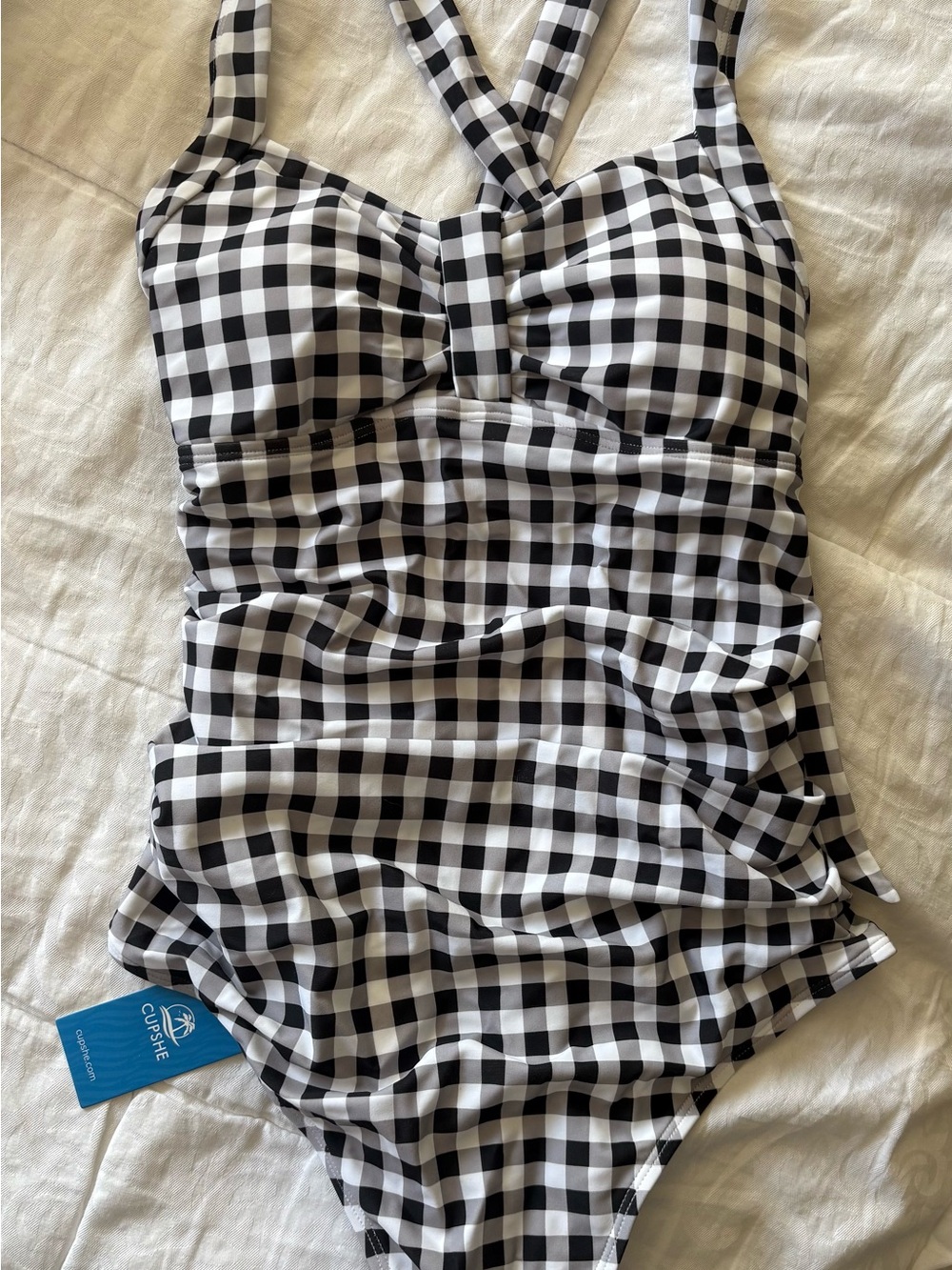 Cupshe Black & White Gingham Women’s One-Piece Swimsuit - NWT
